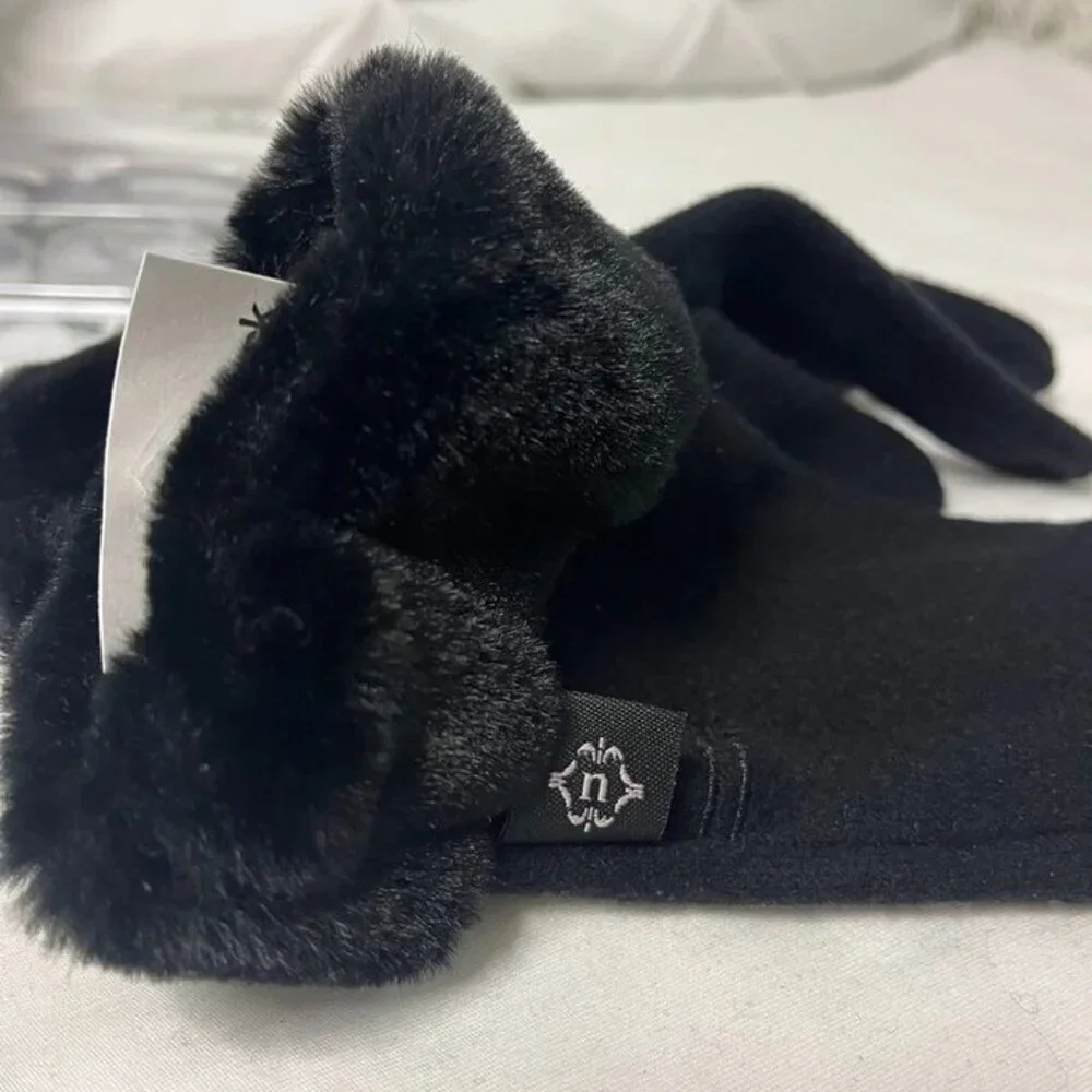 🖤 Urban Republic Faux Fur Cuff Gloves – Black – Size S 🖤